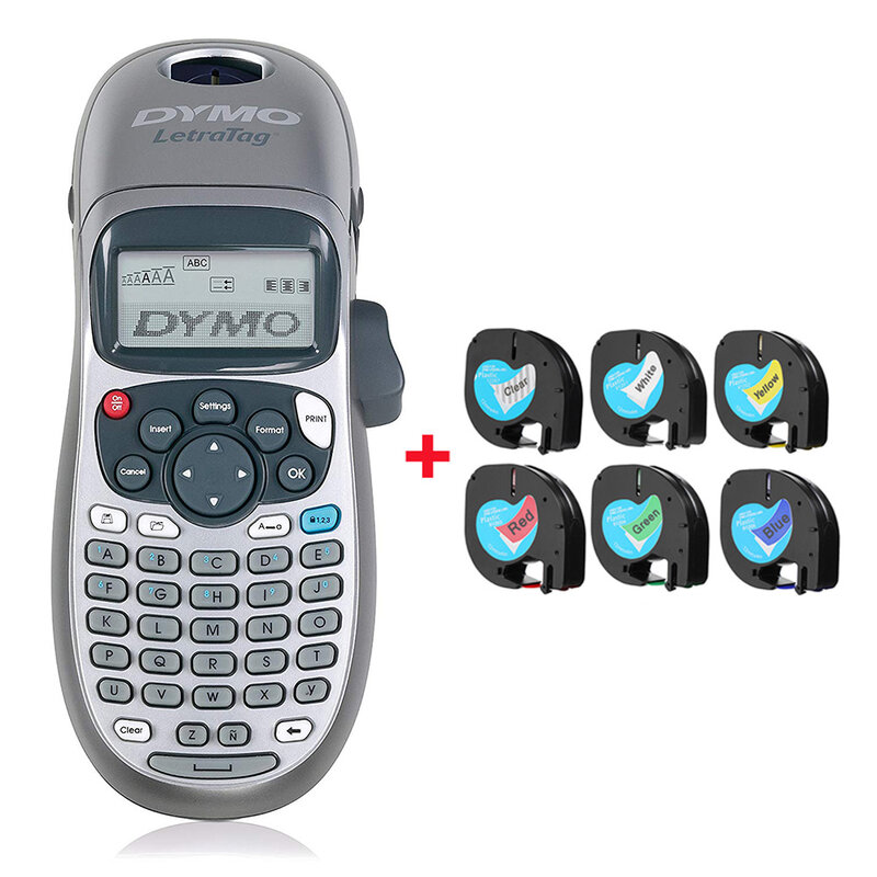 الأصلي Dymo تسمية طابعة LT-100H المحمولة آلة الطباعة مع LetraTag الشريط التسمية صانع طابعة ل LT 12267 91201 91202
