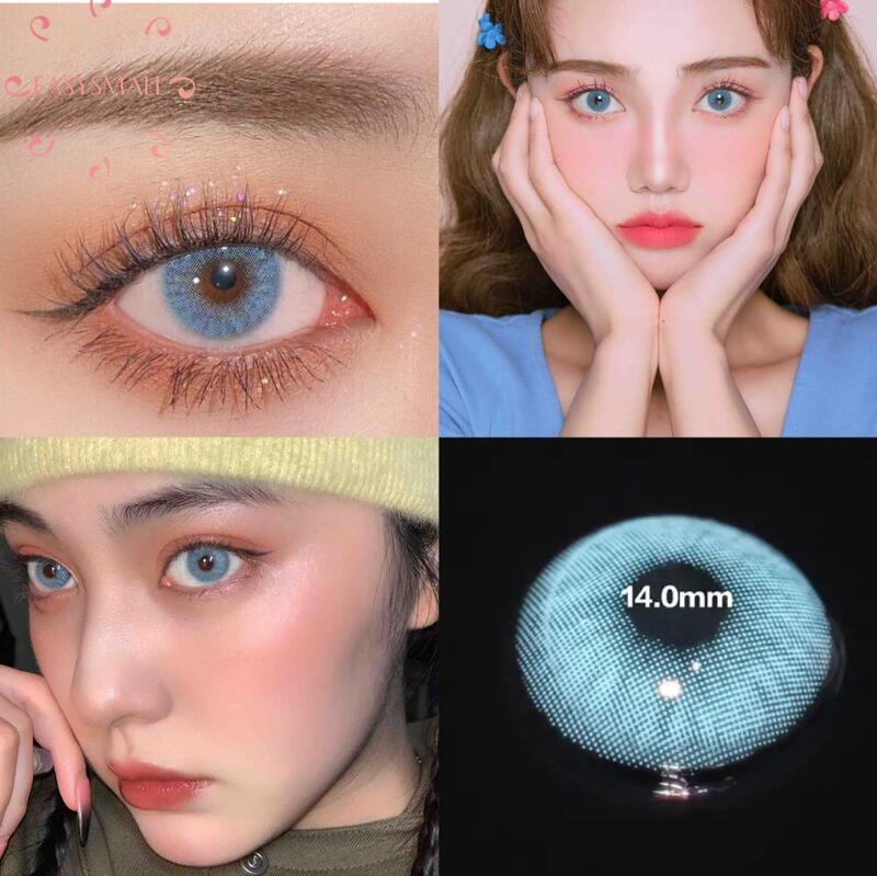 Easysmall-lentes de contato coloridas para olhos, azul, verde, pequeno, beleza, pupila, cosméticos, miopia, prescrição, 2pcs, par