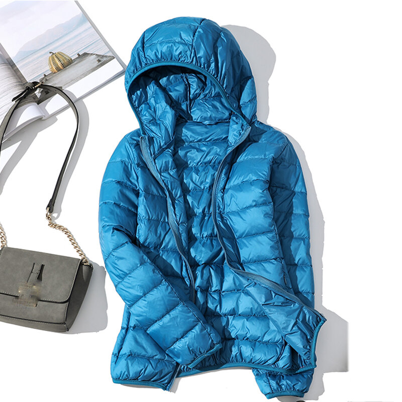 女性の白いダックダウンジャケット,暖かい秋と冬のコート,防風,2023