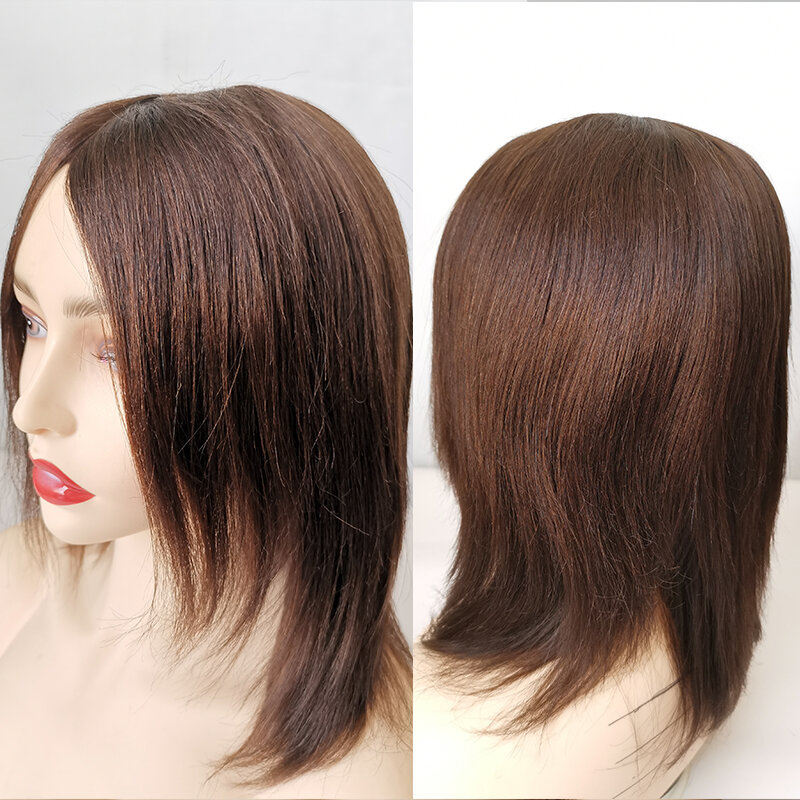 DreamDiana Brazilian Hair Wigs Remy Silky Straight Hair Wig Natural #2 100% Human Hair Bob Wig 150 Density Full Machine Made Wig