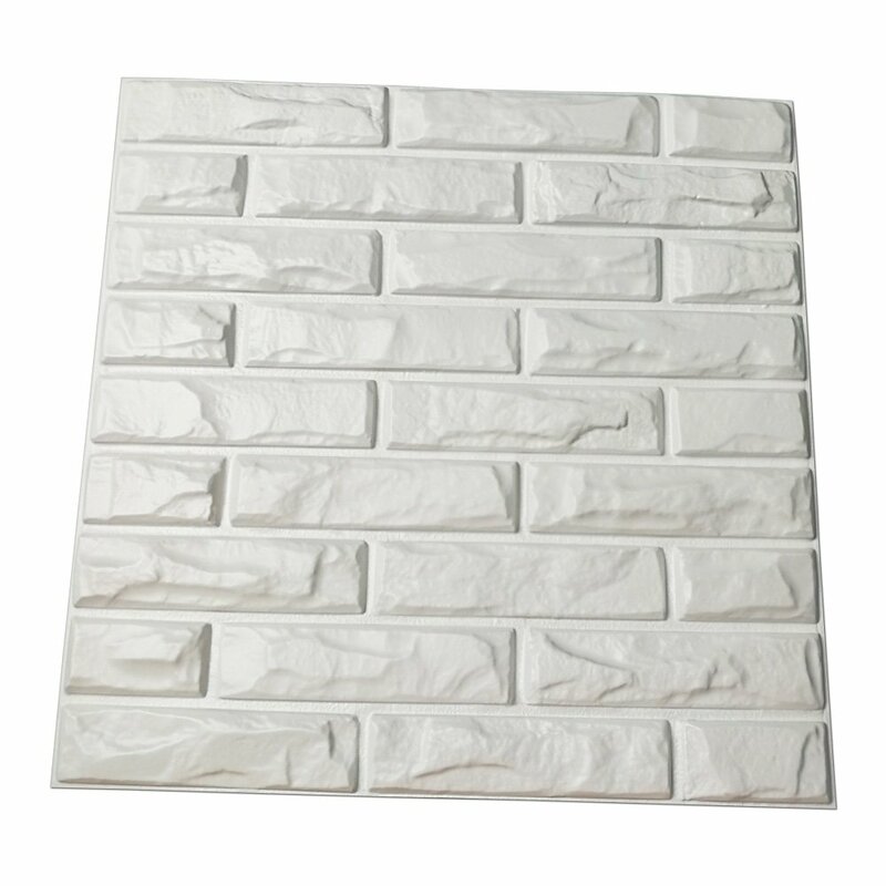 50x50cm Plastic Decorative  White Brick 3D Wall Panels for Living Room Bedroom TV Background Pack of 12 Tiles