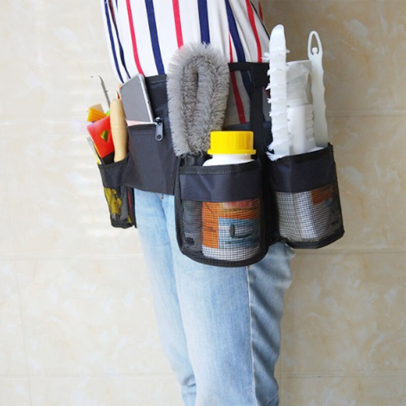 Bolsa de almacenamiento de herramientas de poda de jardín, cinturón ajustable de supermercado, negro y azul, Kit de limpieza, riñonera