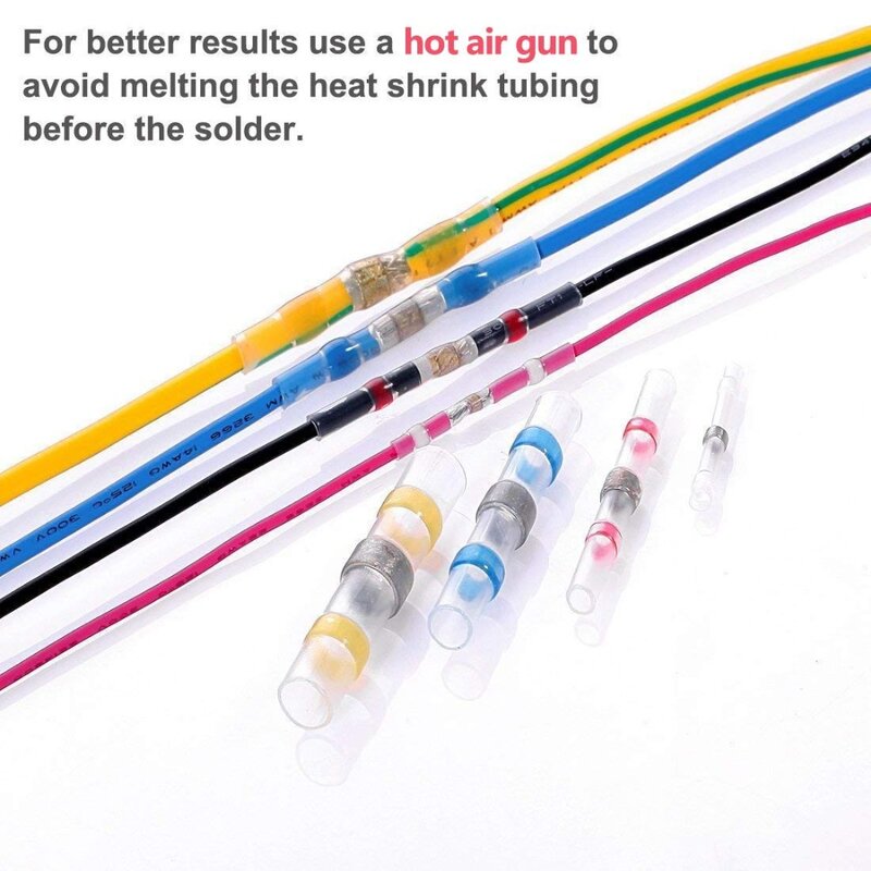 heat-shrink tubing Terminals Insulated Waterproof Solder Sleeve Tube Electrical Wire Butt Connectors Polyolefin assortment set