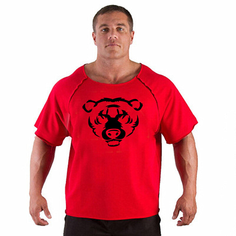 T-shirt sportiva da uomo in cotone da corsa palestra Fitness Bodybuilding maglietta Slim a maniche corte maglietta da allenamento da Jogging maschile abbigliamento