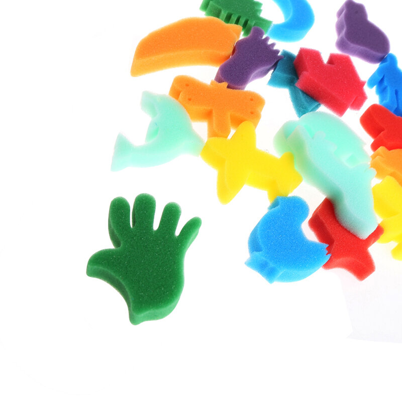 Juego de esponjas de 24 piezas para niños, juguete de pintura artesanal, ideal para suministros escolares de educación para el hogar