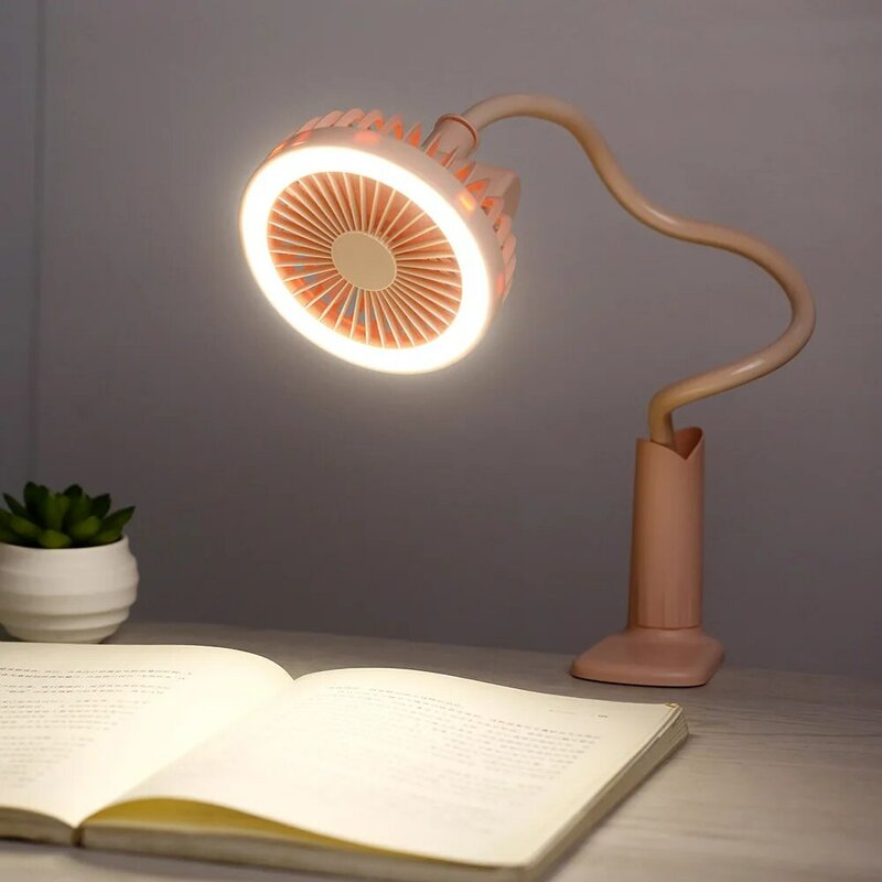 Handheld Mini Portable Fan Multi-angle Folding LED Table Lamp Lighting Function Stand Fan for Student Desktop Bedside