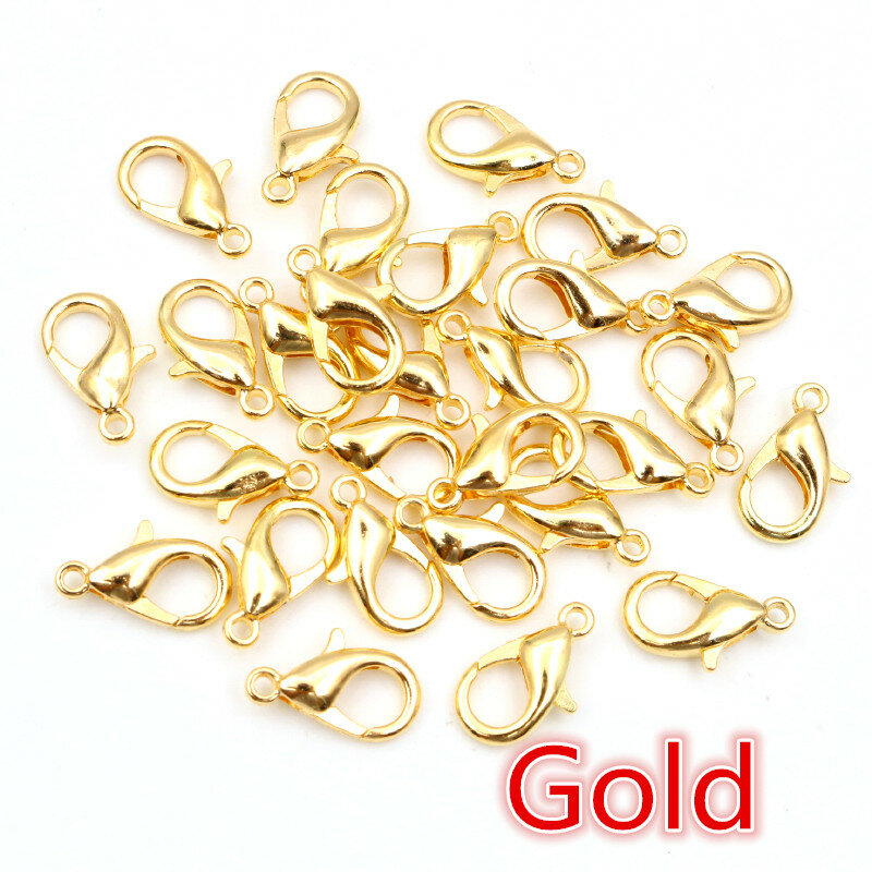 50pcs Bronze Gold Silver Plated Black Alloy Lobster Clasp Hooks for Necklace Bracelet Chain DIY Jewelry Making Finding Supplies