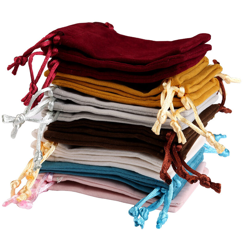 10 Stks/partij Trekkoord Hoge Kwaliteit Fluwelen Bag Korte Pluche Multi-Kleur Voor Sieraden Verpakking Kerst Bruiloft Sieraden Gift Bags