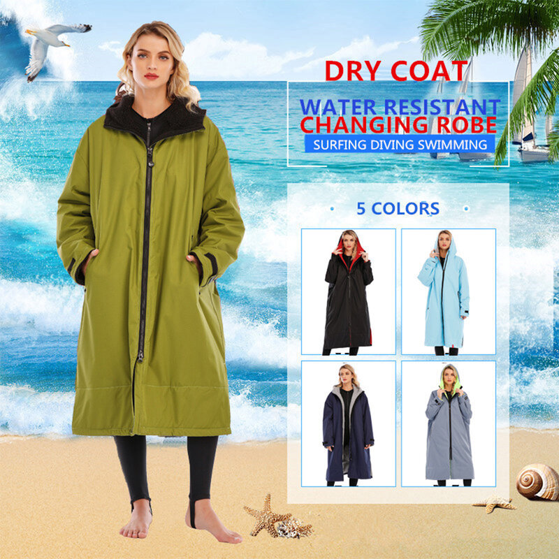 Impermeabile Surf fasciatoio cappotto da esterno giacca di lana di agnello mantello con cappuccio Beach Surf fodera per piscina Anorak impermeabile Unisex