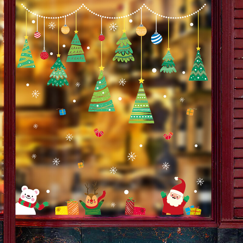 메리 크리스마스 벽 스티커 창 유리 축제 벽 데칼 산타 벽화 새해 크리스마스 장식 홈 장식, 2020