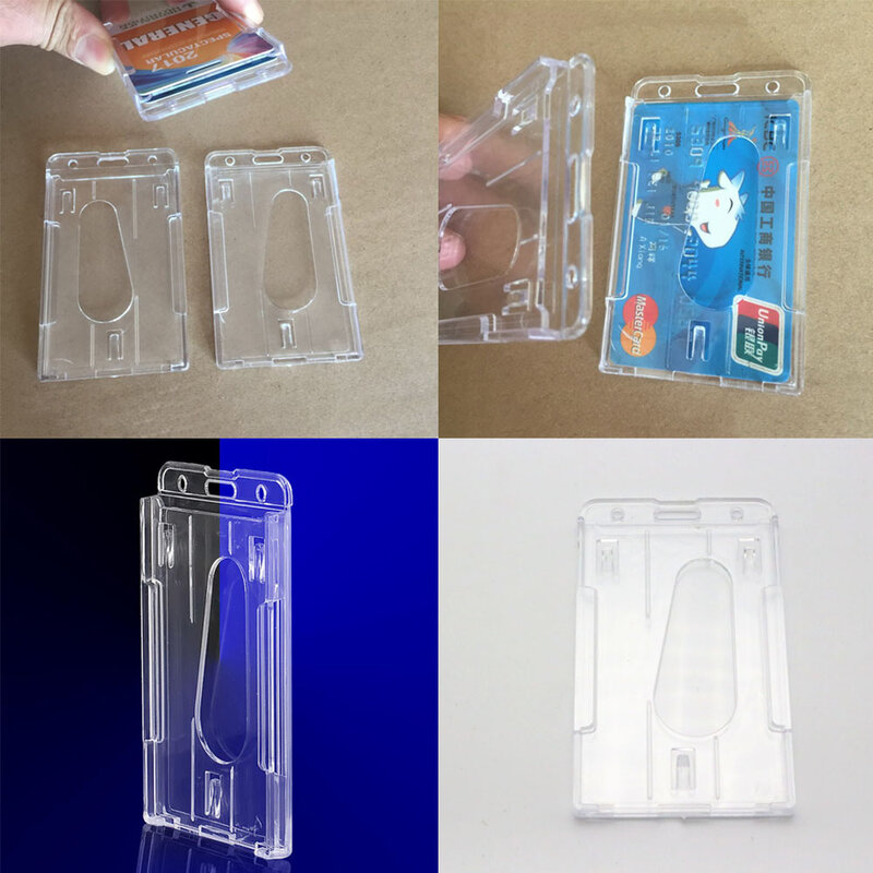 Der doppelseitige Karten einführungs halter aus transparentem Kunststoff ist für das Arbeiten und Pendeln geeignet