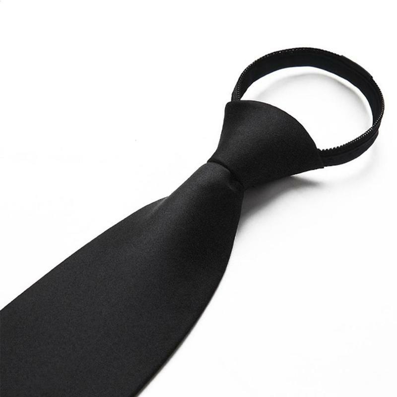 Черный галстук с зажимом для защиты для мужчин и женщин, черный матовый галстук для стюарда, похоронный галстук, аксессуары для одежды