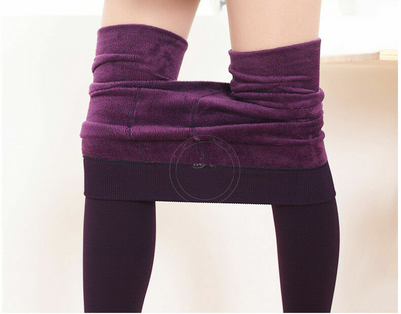 Pantalones forrados de lana cálidos para mujer, Leggings de cintura alta, elásticos, ajustados, de colores sólidos, Otoño e Invierno