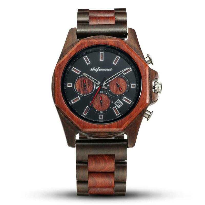 Shifenmei деревянные мужские часы с датой, роскошные Брендовые спортивные мужские часы с натуральным бамбуковым деревянным ремешком, мужские ч...