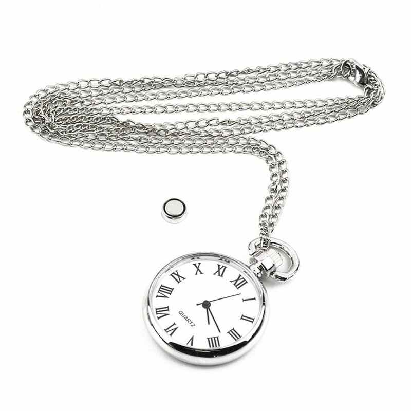 Ashion-reloj de bolsillo de cuarzo de acero liso, cadena Fob, esfera Nmber romana Vintage, colgante, regalos, 37CM