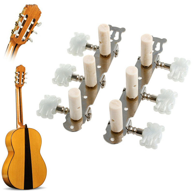 1ペアギターチューニングペグマシンチューナークラシックギターギターパーツアクセサリー用ホワイトマシンヘッド