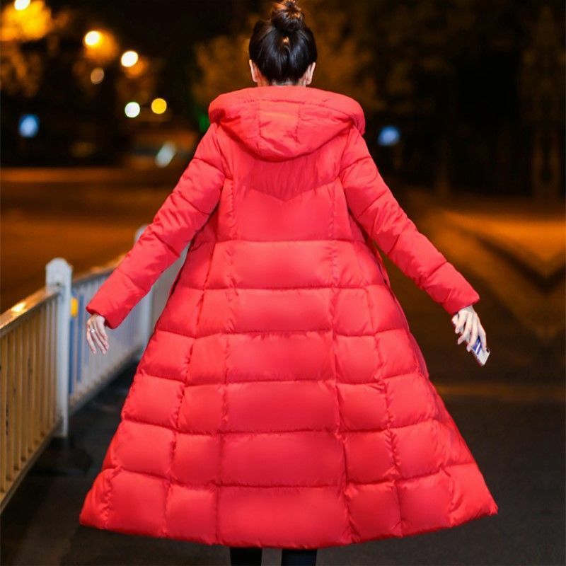 Kobiety nowa gruba kurtka podszyta bawełną 2021 zima kobieta długa obcisła odchudzanie kolana z koreańskiej bawełny kurtka podszyta bawełną z kapturem płaszcz A430
