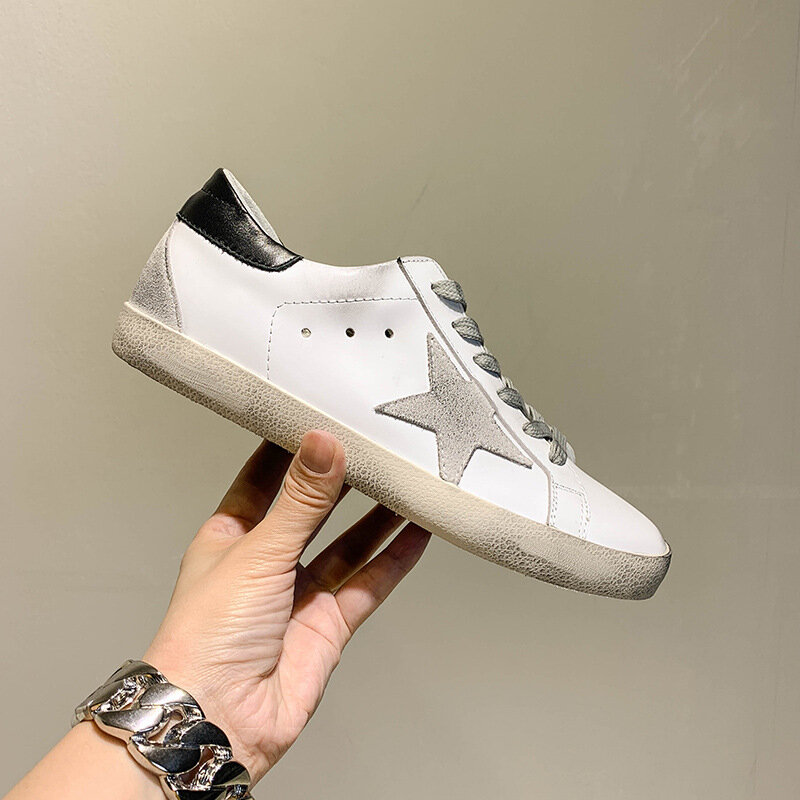 Men's size] worn small dirty shoes men's 2020 spring leather star small white shoes women's dirty shoes fashion shoes