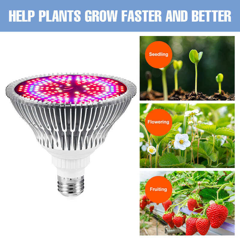 Led espectro completo planta cresce a luz e27 220v phyto lâmpada led crescer lâmpada 50w 80 100 150w led estufa hidropônico plantio luz