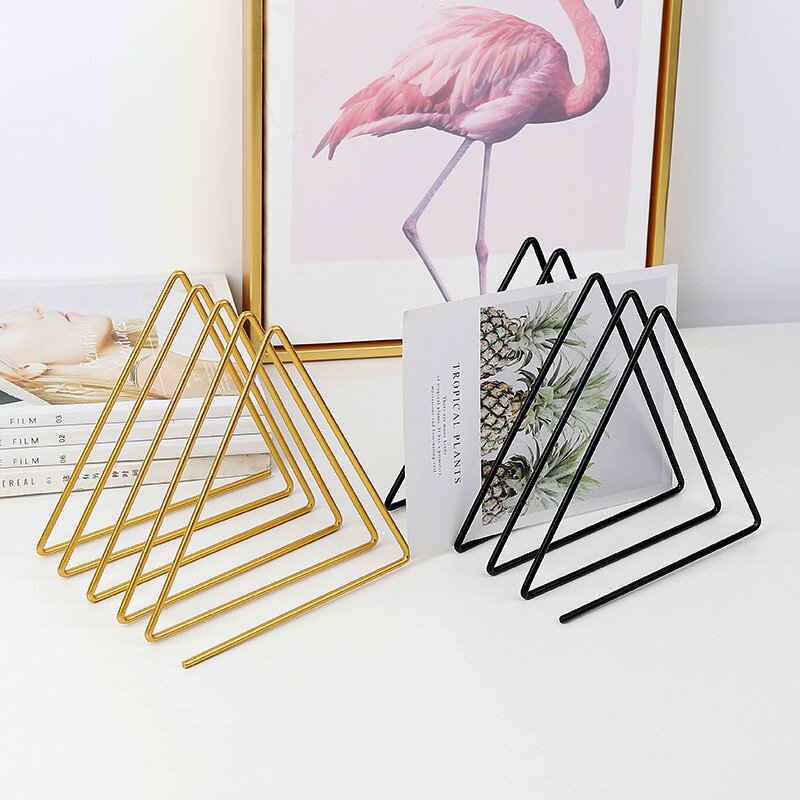 Bookends Golden Triangle Iron Art Book Stand Office Desk Shelf Magazine Book Collection And Arrangement Shelf Book Storage