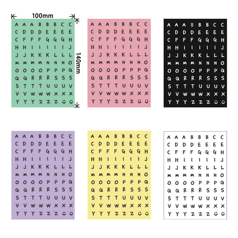 영어 영숫자 마킹 재료, 컬러 흑백 스티커, 소금 스티커, 작은 패턴 공예 문구