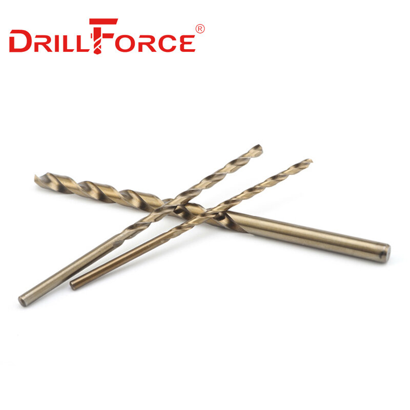 Drillforce brocas torção longas 1.0mm-13mm hssco 5% cobalto m35, ferramentas para liga de aço inoxidável e ferro fundido, 5 peças