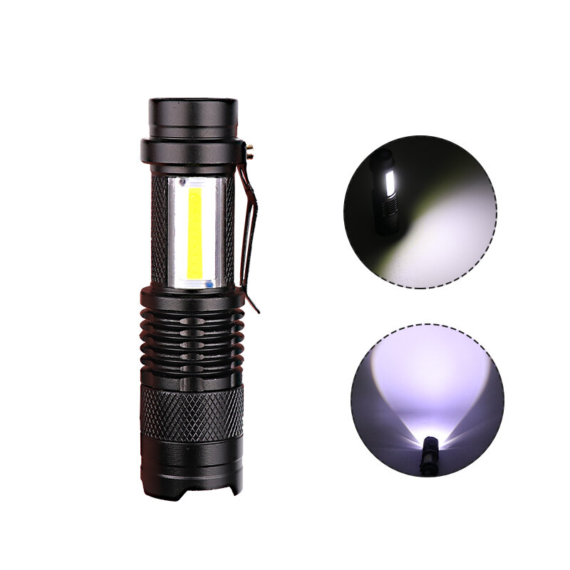 Newest Design XP-G Q5 Built in Battery USB Charging Flashlight COB LED Zoomable Waterproof Tactical Torch Lamp LED Bulbs Litwod