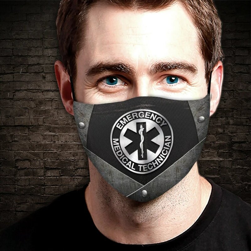 Fajny projekt emblemat EMT Symbol sanitariusz zmywalny maska wielokrotnego użytku