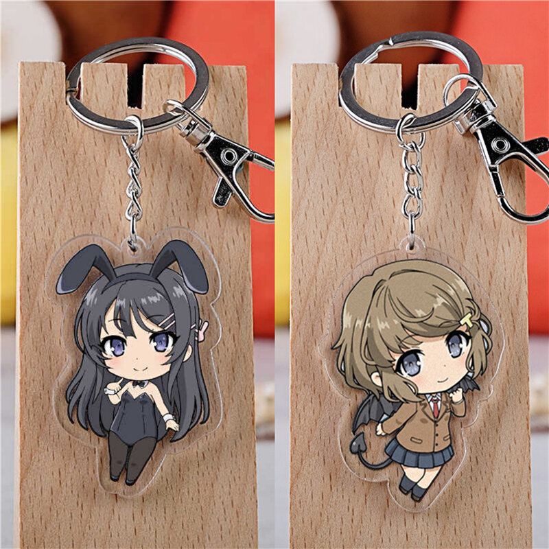 1pc Neue Anime Schurke Nicht Traum von Bunny Mädchen Keychain Cartoon Abbildung Senpai Sakurajima Mai Acryl Schlüssel Kette tasche Anhänger