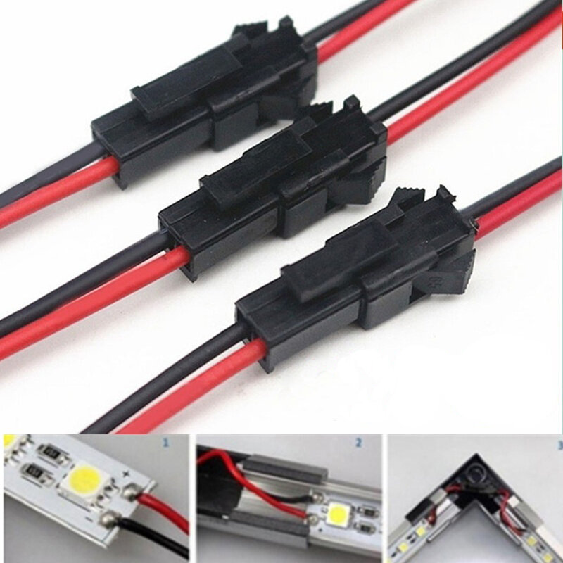 JST SM-Connecteur de fil mâle et femelle, prise de queue de overde câble, bande lumineuse LED, lampe à ruban, 2 broches, 15cm, 10 paires