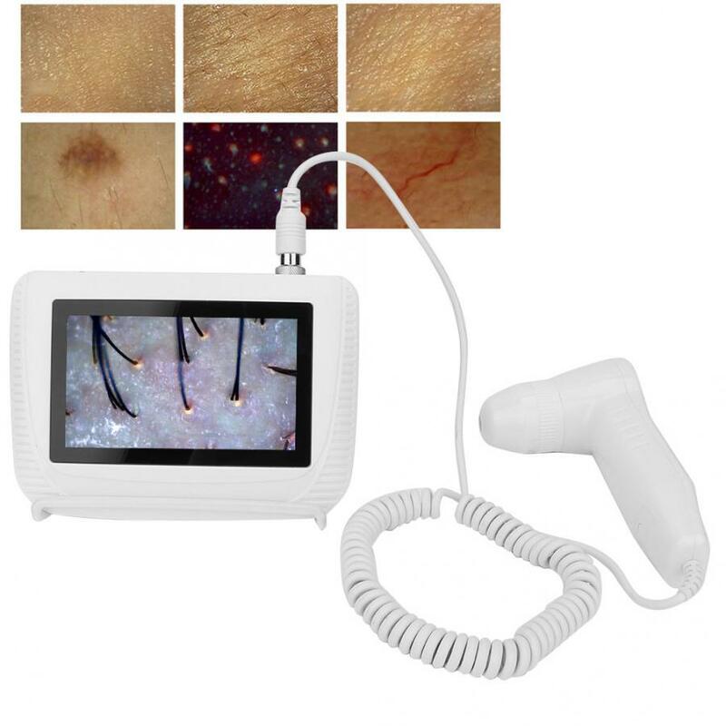 Penganalisa Kulit Wajah portabel elektrik, pendeteksi dermoskopik Tester penganalisa untuk Diagnosis, alat perawatan kulit kecantikan dengan 2 lensa