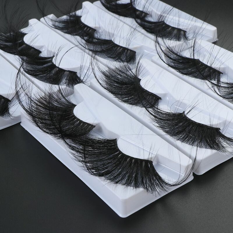 Pestañas postizas de pelo de visón 3D, extensiones dramáticas hechas a mano, súper largas, 70mm, 1 par, 100%
