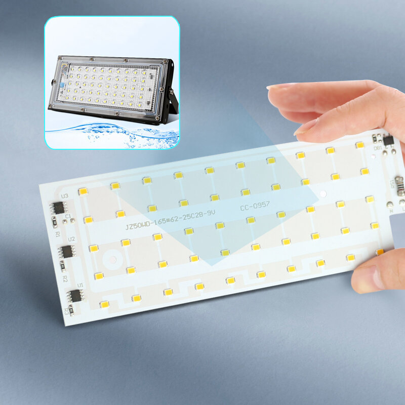 Chip de luz LED para iluminación de exteriores, reflector SMD 220, 50W, CA 2835 V, diodo