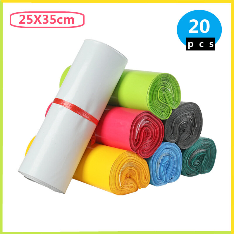 25x35 20pcs Pe Colour Courier Mailer Bags Packaging Poly Package Plastic Self-adhesive Mailing Express Bag Envelope Postal Pouch