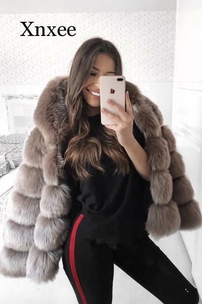 Novo casaco de inverno das mulheres do falso pele de carneiro pele de raposa quente de manga comprida casaco de pele do falso com capuz casaco de pele