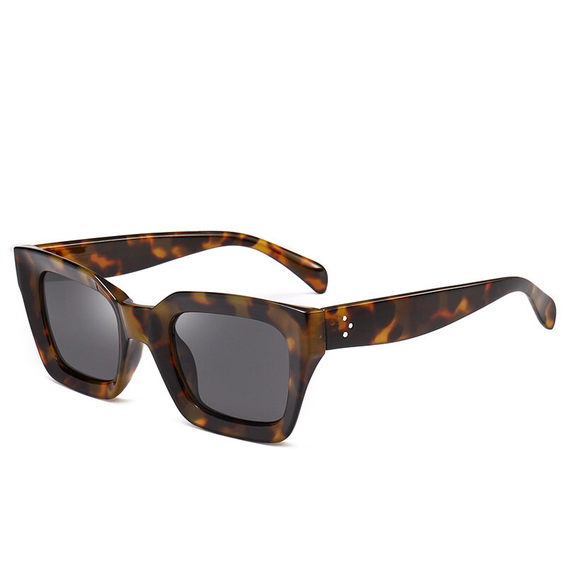 Gafas de sol cuadradas para hombre y mujer, lentes de diseñador de marca lujosa, clásicas, con remaches, UV400