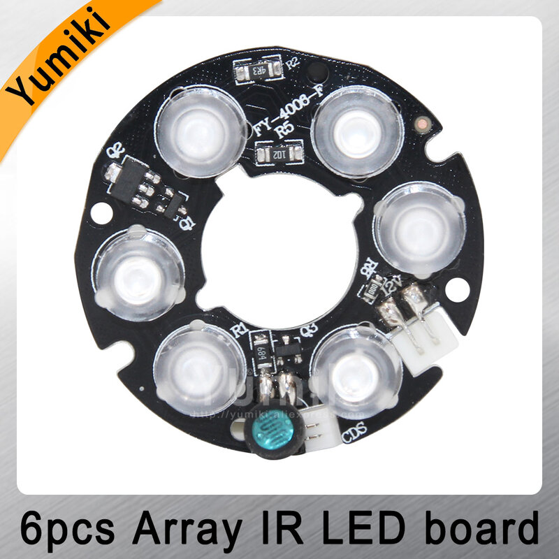 Yumiki Neue 6 stücke array LED IR Leds Infrarot Board für CCTV kameras nachtsicht (45mm durchmesser) weiß