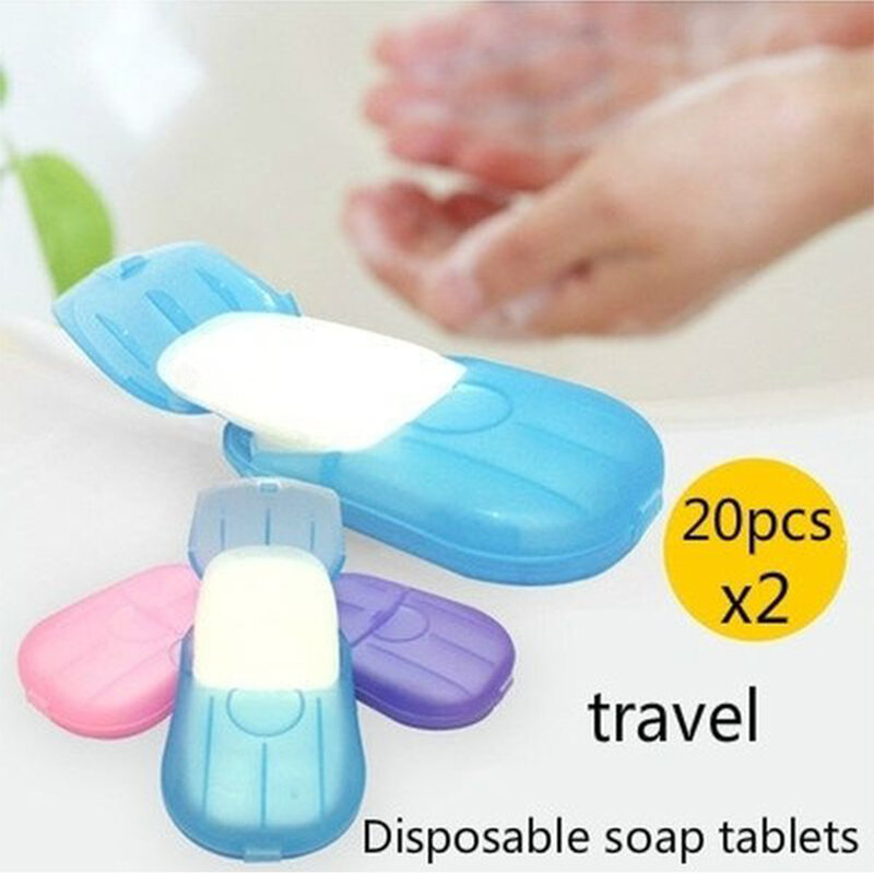 Jabón de viaje para manos y baño desechable, 20 unidades, pequeñas hojas de papel para Jabón perfumado, cuidado del bebé D30