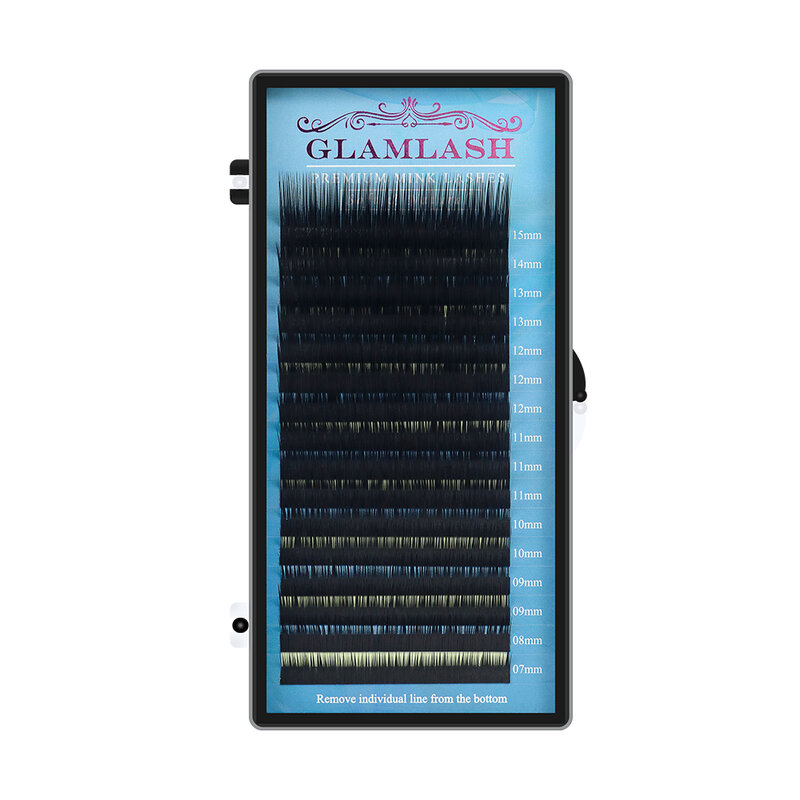 GLAMLASH Mix 7~15/15-20/20-25mm Handmade Korean Pbt J/B/C/D/L/LU(M)  CURL Eyelash Extension Natural Soft Faux Mink Lash