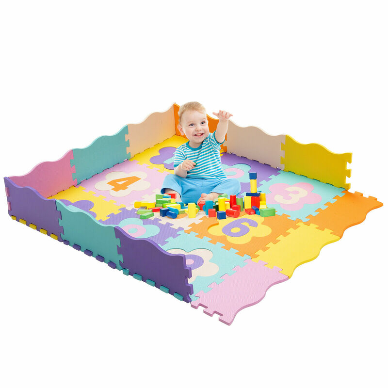 Детский игровой коврик Babyjoy из пенопласта, 75 шт., со съемными цифрами