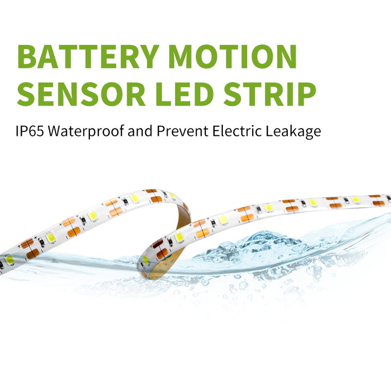 Fita de led com sensor de movimento pir, fita adesiva flexível com bateria para lâmpada de armário, closet, escadas, cozinha