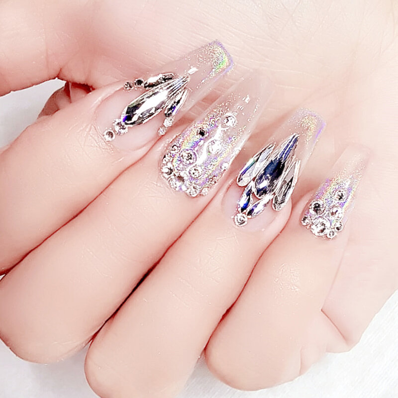 HNUIX-diamantes de imitación de Cristal AB para decoración de uñas, 3D brillantes piedras de cristal para uñas, decoraciones de manicura DIY, 30 unidades