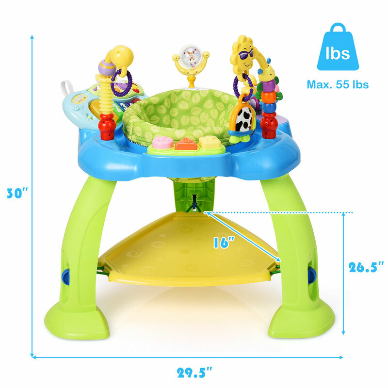 2-in-1 dla dzieci Jumperoo z regulacją wysokości siedzieć do stojak centrum aktywności W/360 siedzenia zielony