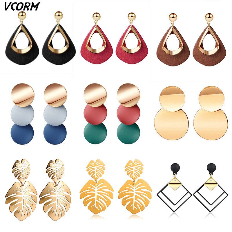 New Korean Acrylic Earrings For Women Statement Vintage Geometric Gold Dangle Drop Earrings 2020 Female Wedding Fashion Jewelry