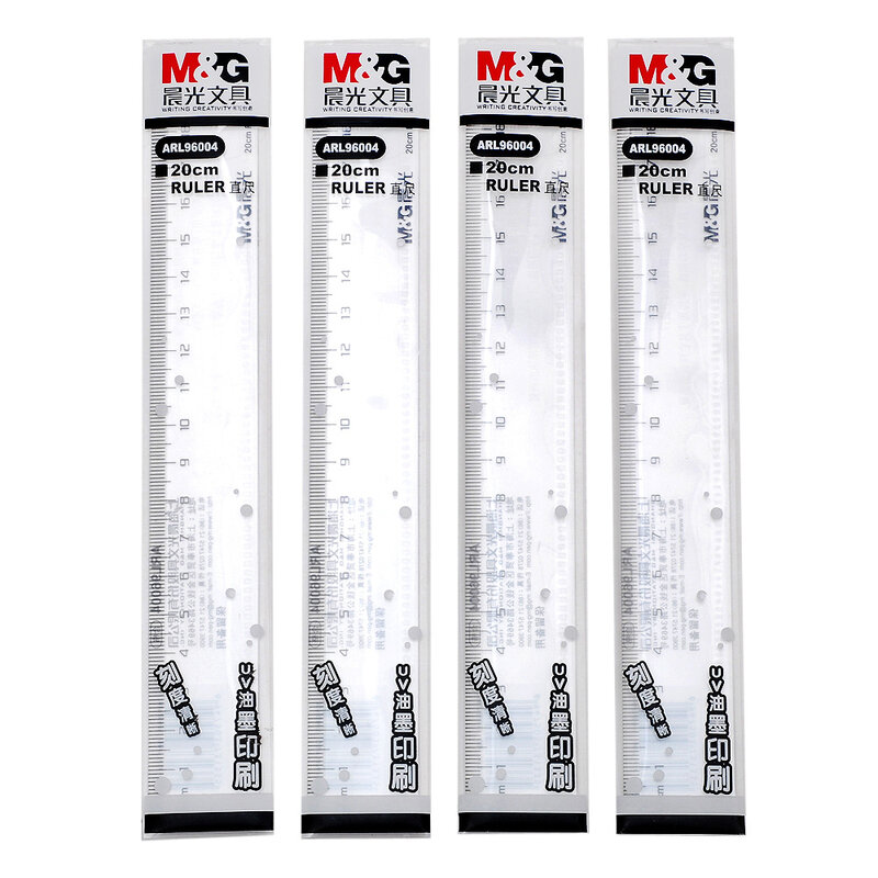 M & G-Regla de plástico para escritorio de oficina, 1 piezas, recta, 20cm, ARL96004