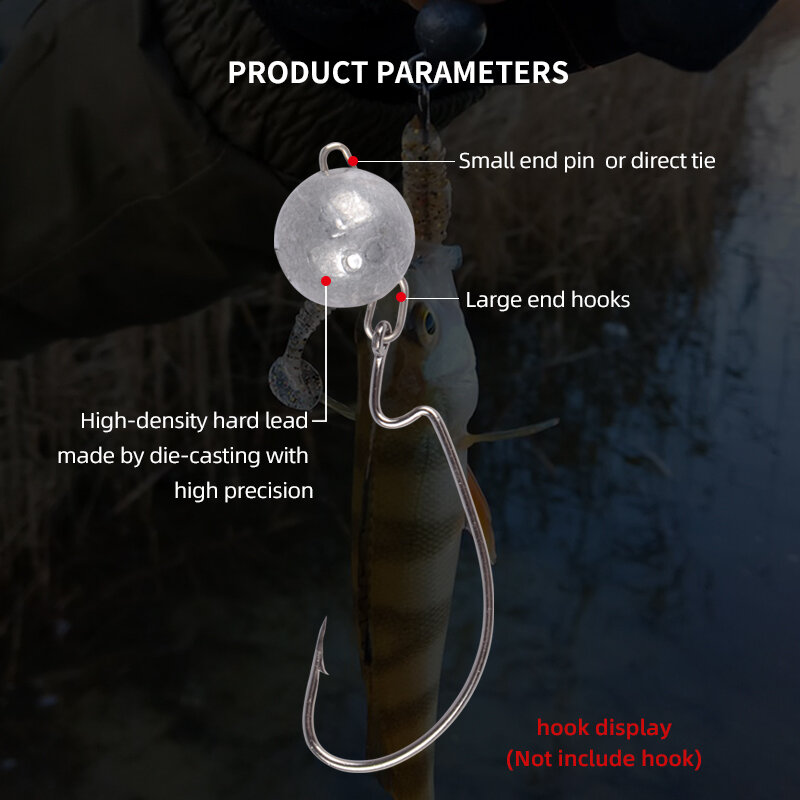 MEREDITH Fishing Cheburashka Sinker Fishing Accesories Jig Head Bullet Weights Soft Lure Group 2g-18g Hook Aggravated