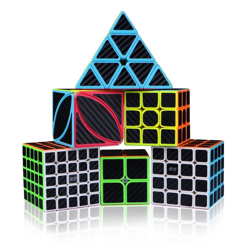 QIYI-cubo mágico de fibra de carbono para niños y adultos, pegatina de velocidad, rompecabezas, 2x2, 3x3, 4x4, 5x5, SkewB Fisher