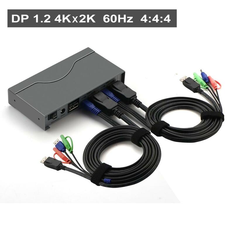 2Port Displayport Kvm-switch, DP kvm-switch mit Audio und Mikrofon Auflösung Bis zu 4K x 2K @ 60Hz 4:4:4, CKL-21DP