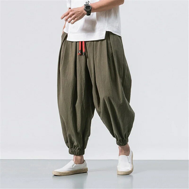 BOLUBAO ฤดูใบไม้ผลิหลวม Harem กางเกงผ้าลินิน Overweight Sweatpants คุณภาพสูงยี่ห้อ Oversize กางเกงชาย