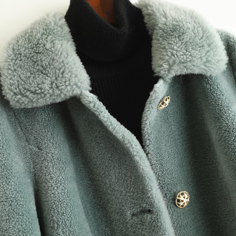 Pudi-女性用の本物のウールの冬のコート,暖かい本物の毛皮のジャケット,大きいサイズのパーカー,a50022